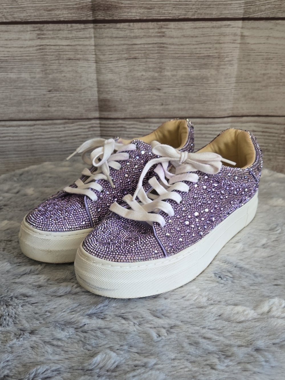Betsey Johnson Purple Rhinestone Sneakers, Womens Size 8